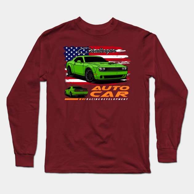 Dodge Challenger SRT Hellcat Long Sleeve T-Shirt by Car_Designer